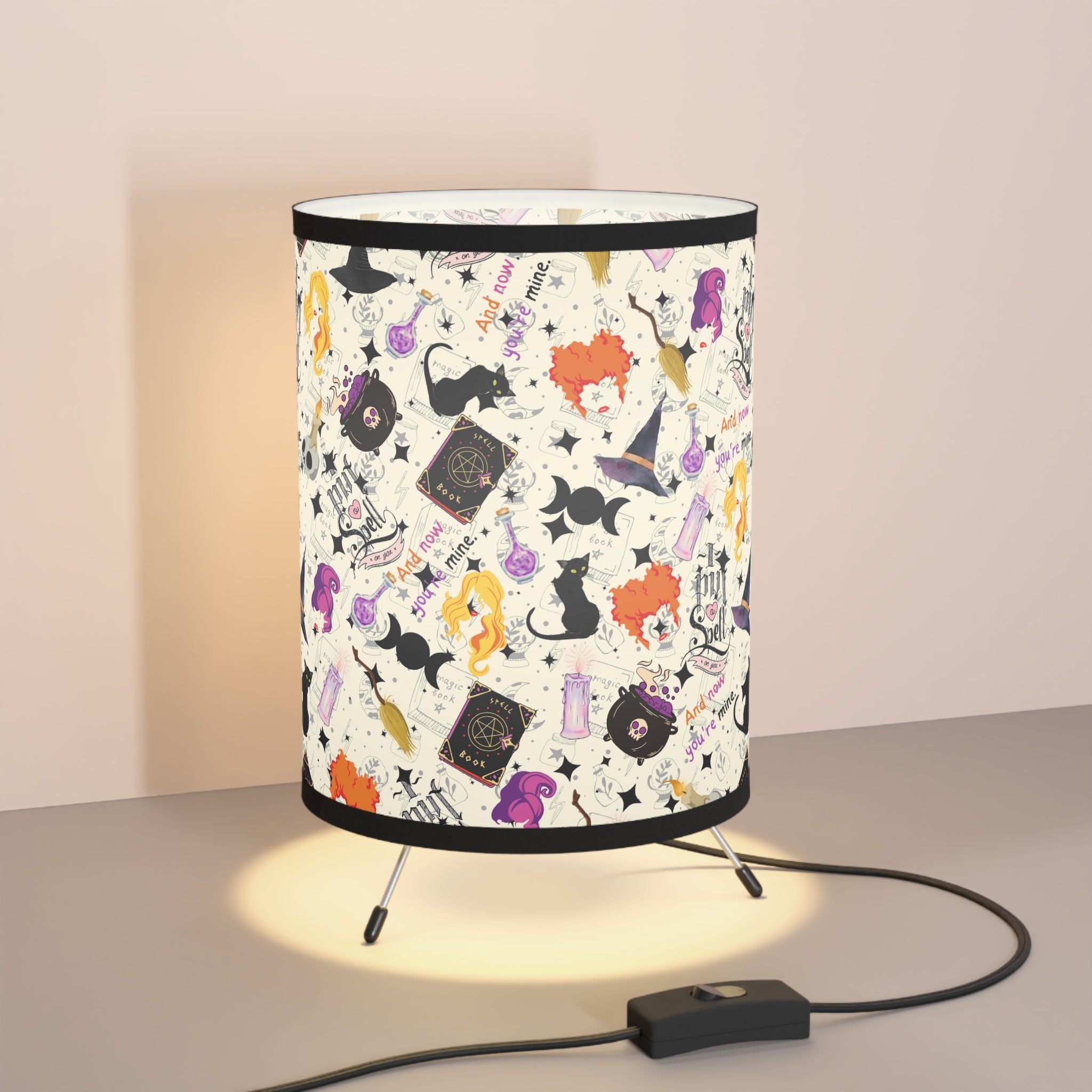 Hocus Pocus- Tripod Lamp with High-Res Printed Shade, US\CA plug - Creations by Chris and Carlos
